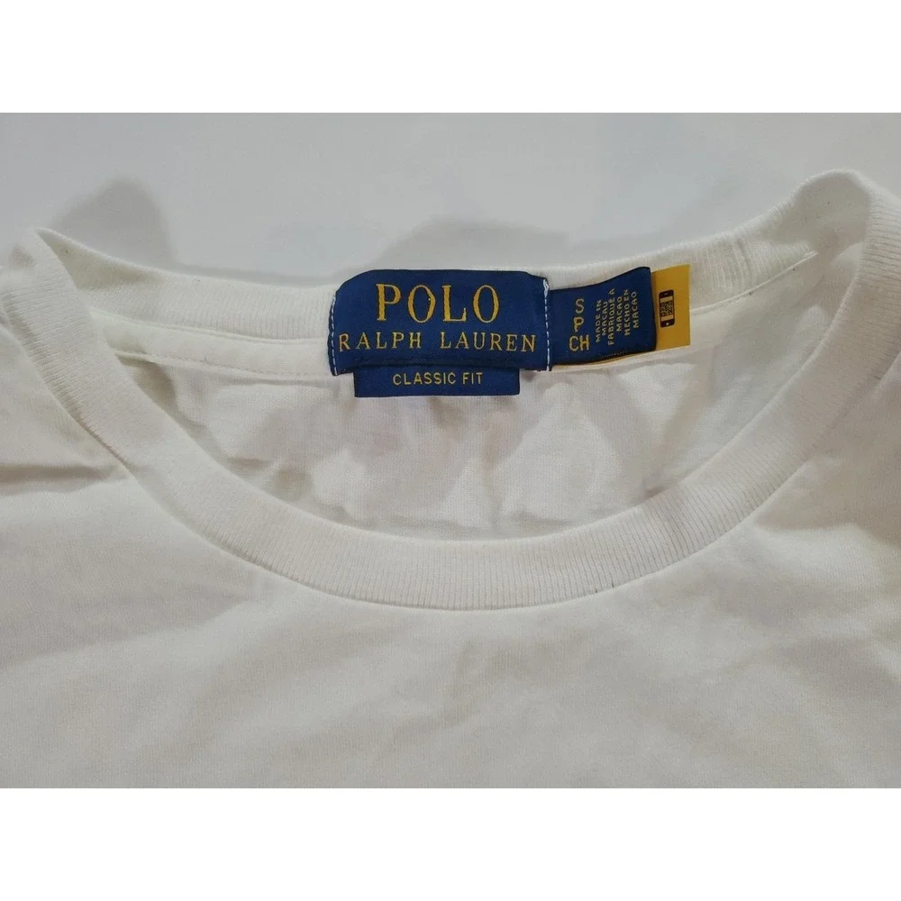 Polo Ralph Lauren Men's Yellow Logo‎ Graphic Classic Fit Crew-Neck T Shirt Small